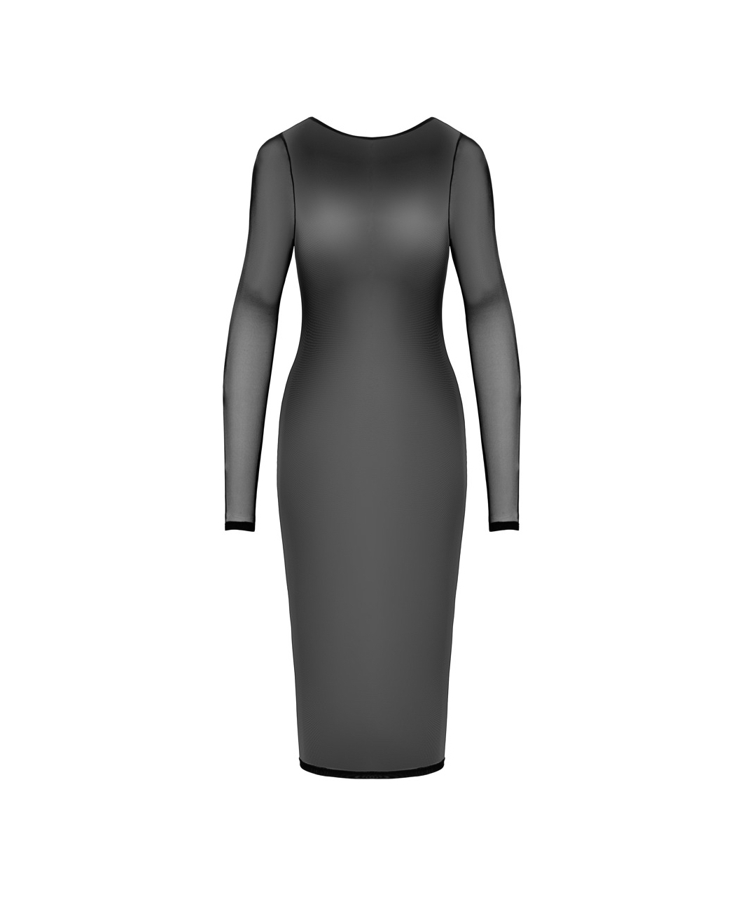 Cottelli Lingerie black sheer mesh dress with back zipper & chains