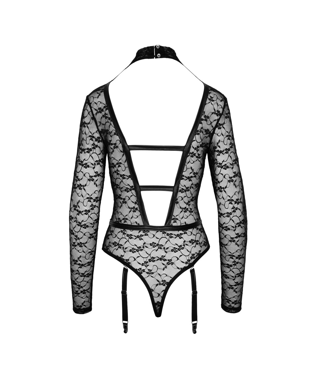 Cottelli Lingerie black sheer mesh suspender bodysuit