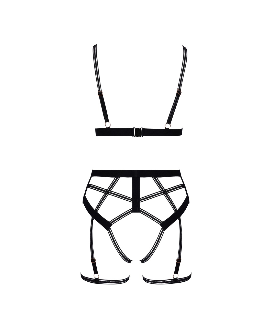 Cottelli Lingerie black strappy suspender lingerie set