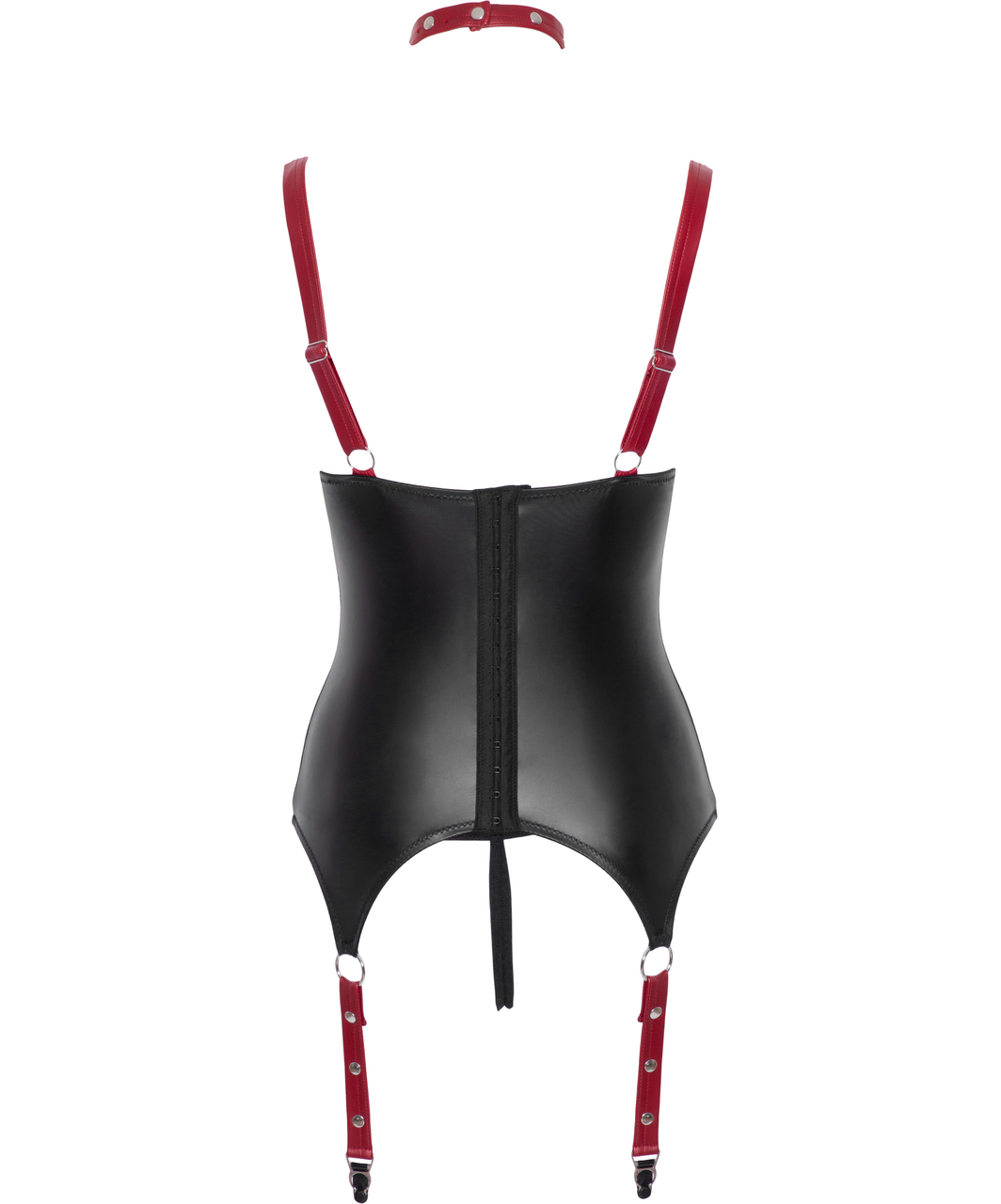 Cottelli Lingerie Bondage черная матовая грация с красными ремнями