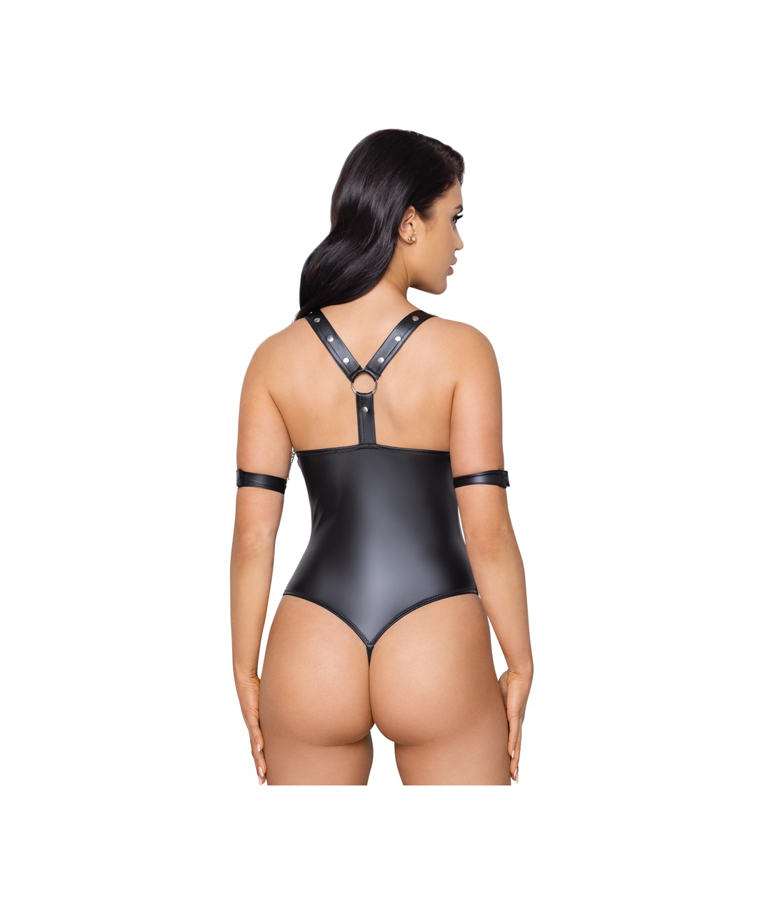 Cottelli Lingerie Bondage black matte look crotchless bodysuit