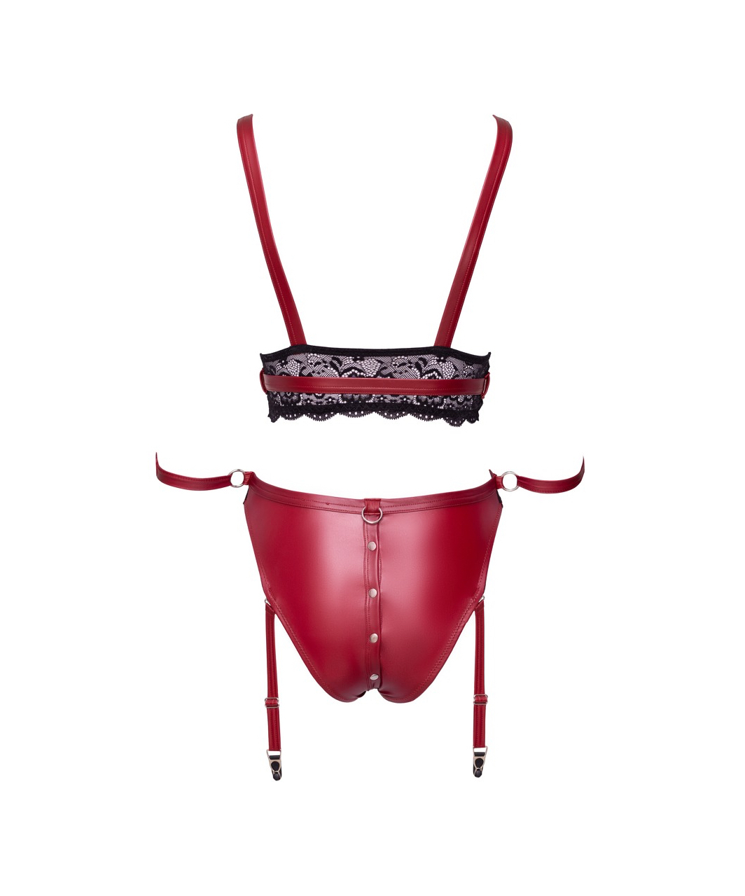 Cottelli Lingerie Bondage red suspender lingerie set