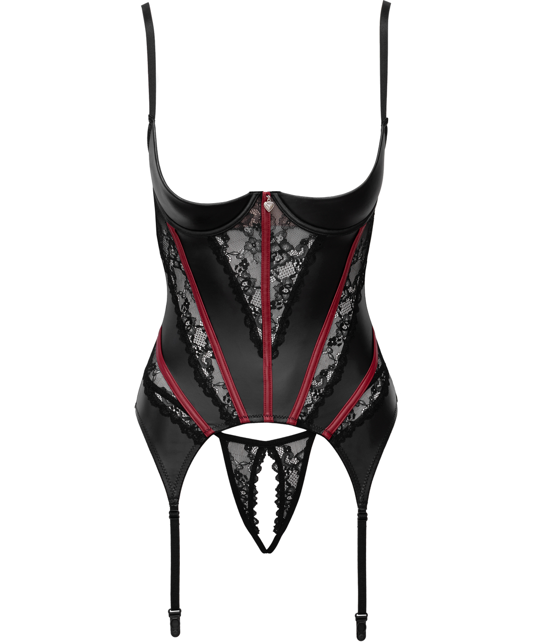 Cottelli Lingerie Bryndis mustast matt korsett stringidega
