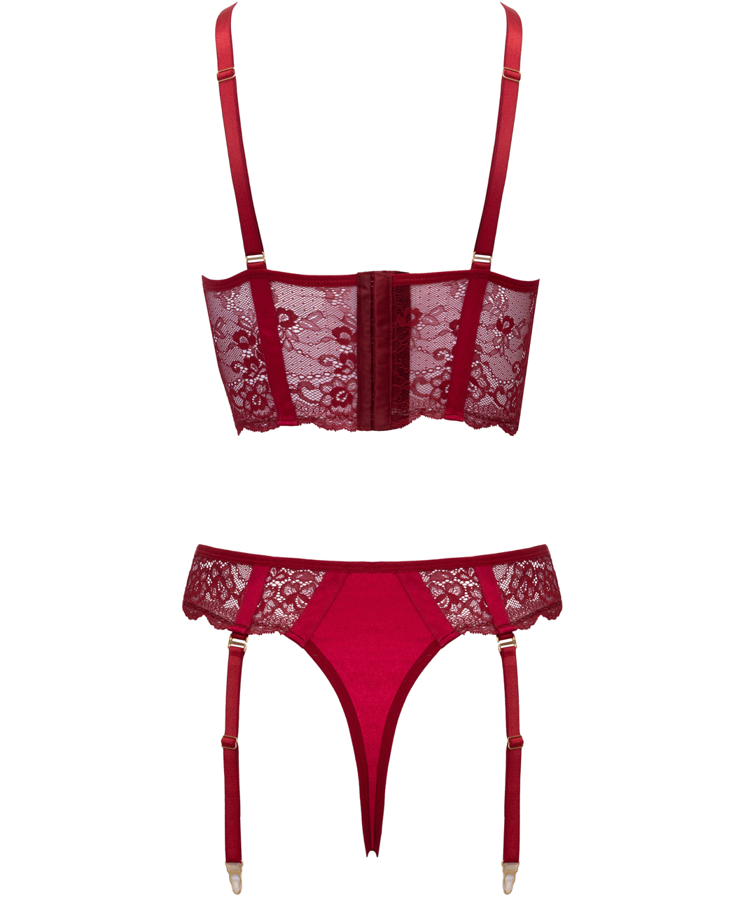 Cottelli Lingerie Camellia red lingerie set with chains