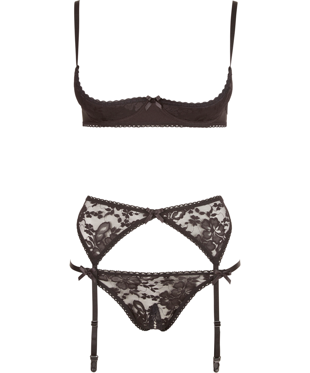 Cottelli Lingerie Flurina must avatud pesukomplekt