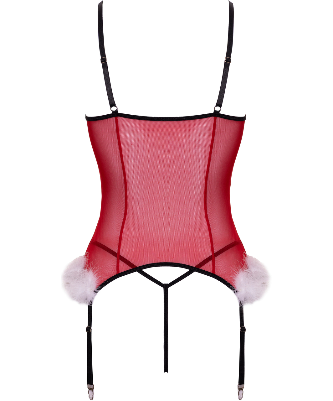 Cottelli Lingerie Krissy czerwony przezroczysty gorset i stringi