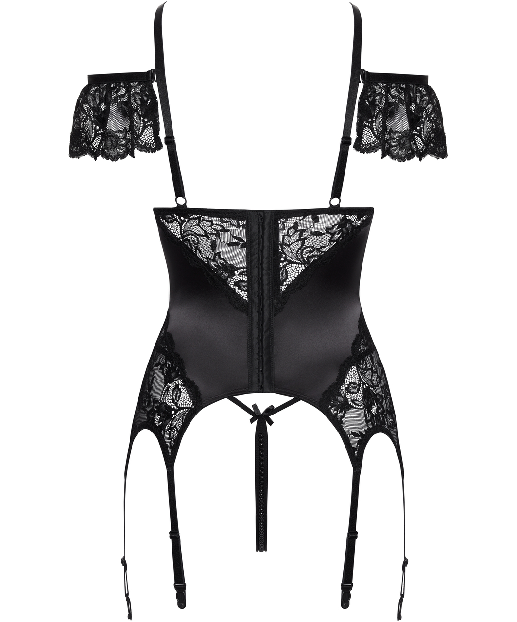 Cottelli Lingerie Nerona black matte look basque & crotchless string