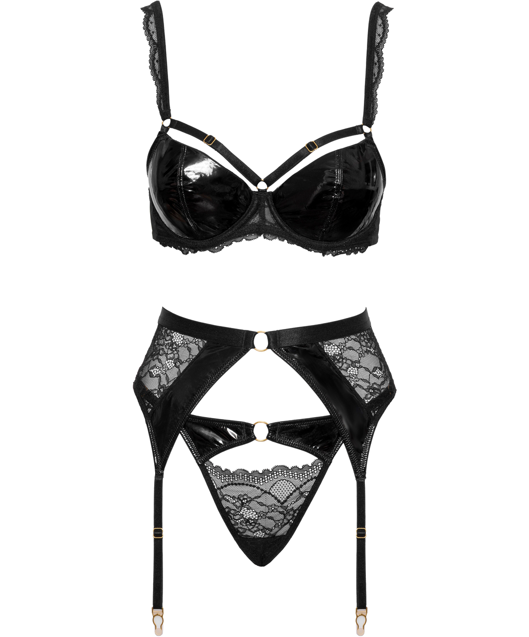 Cottelli Lingerie Noxella black vinyl lingerie set
