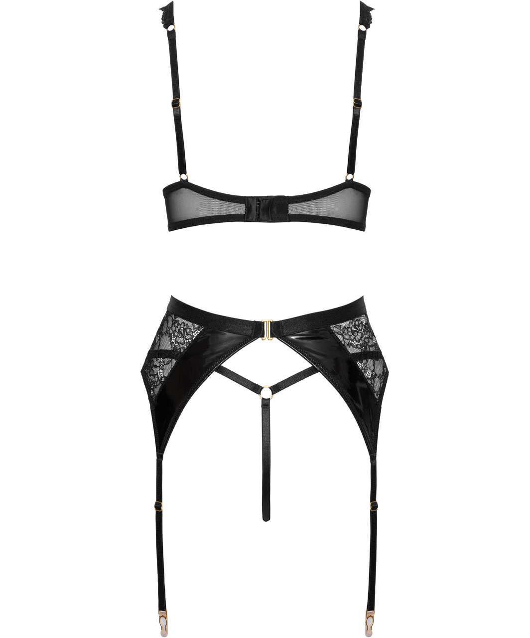 Cottelli Lingerie Noxella black vinyl lingerie set