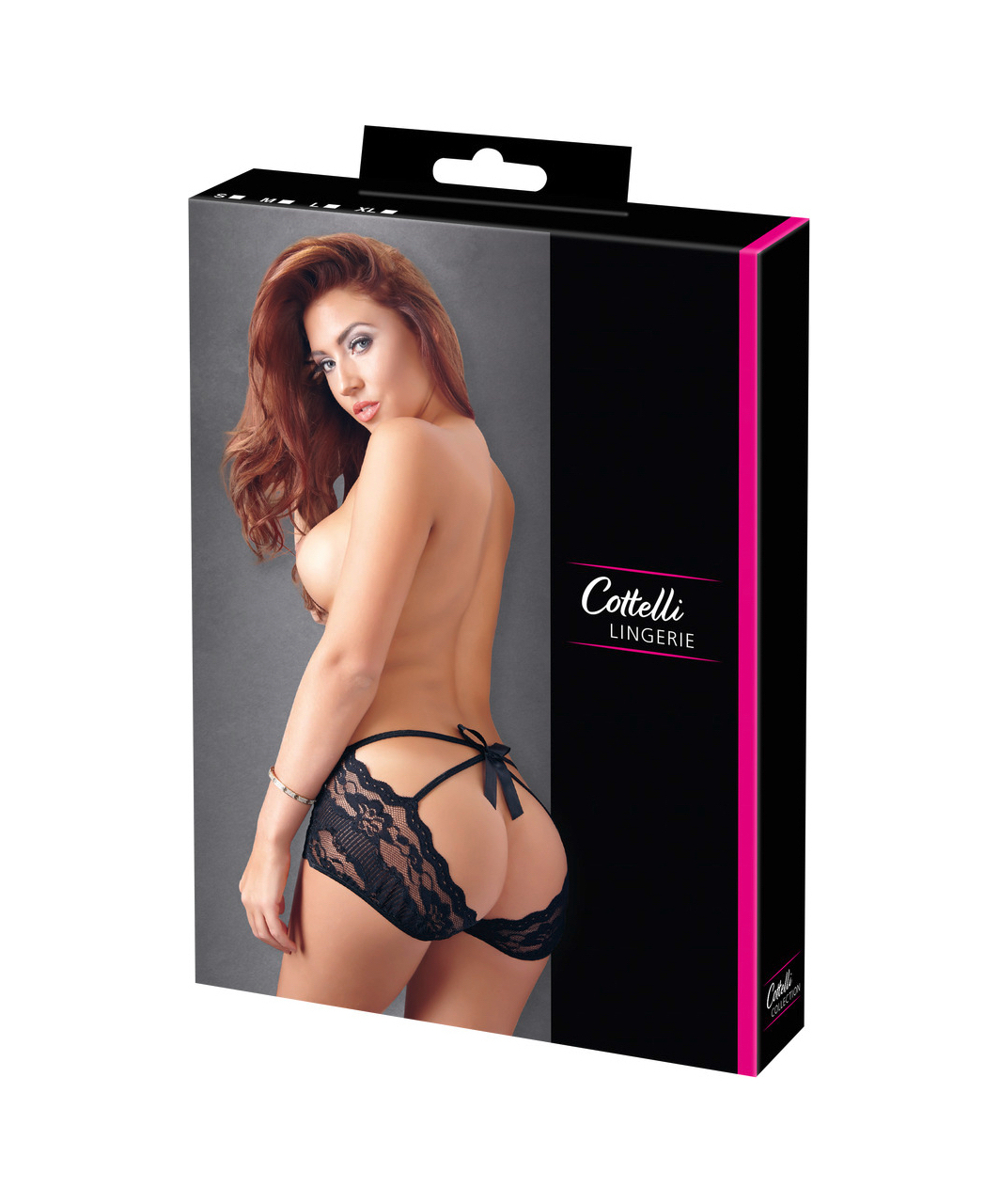 Cottelli Lingerie juodos nėriniuotos kelnaitės su atvira nugara