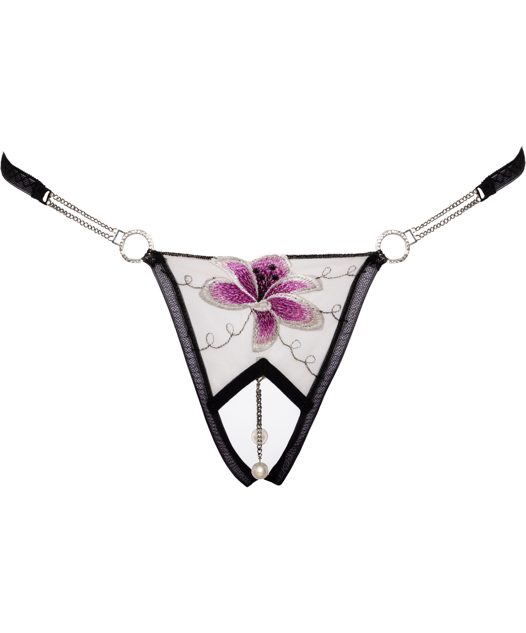 Cottelli Lingerie Pétale crotchless sheer mesh G-string