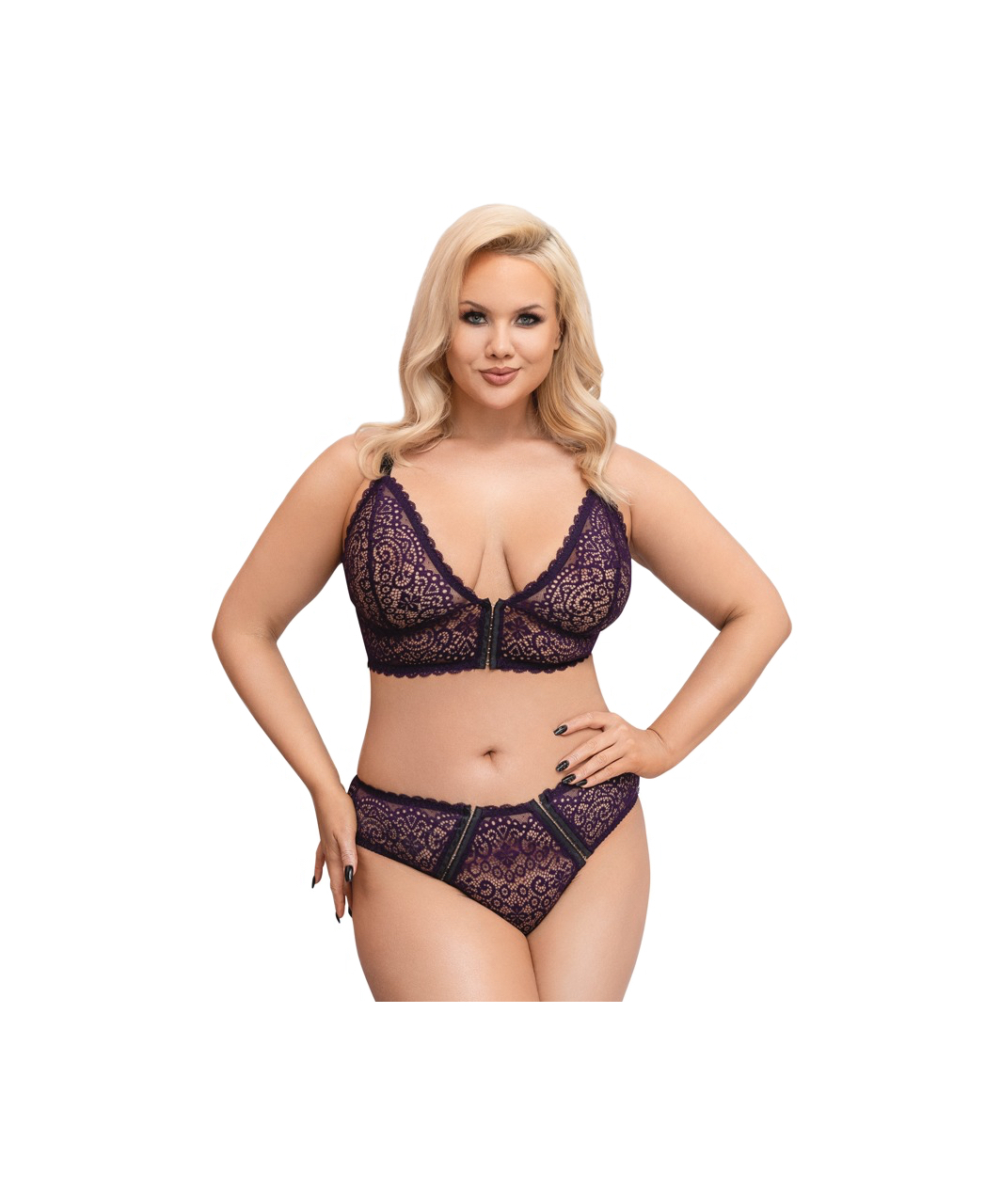 Cottelli Lingerie purple lace lingerie set