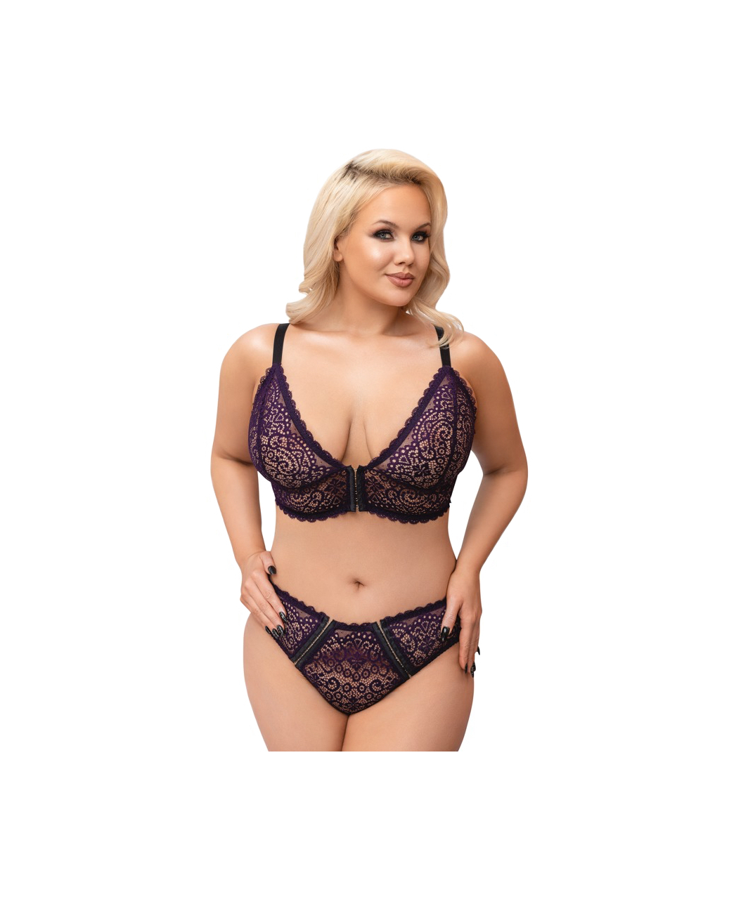 Cottelli Lingerie purple lace lingerie set