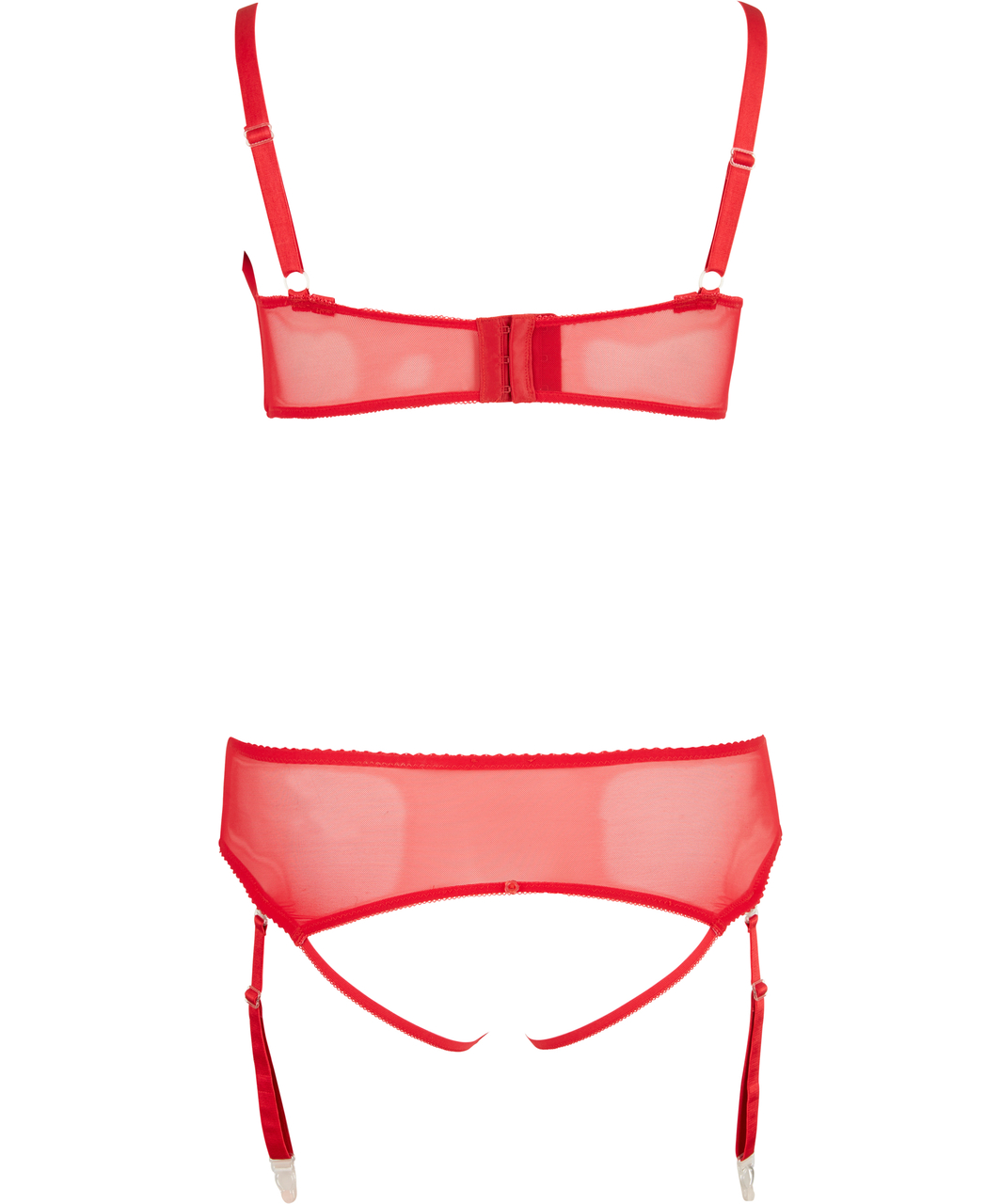 Cottelli Lingerie czerwony komplet bielizny z otwartym biustonoszem