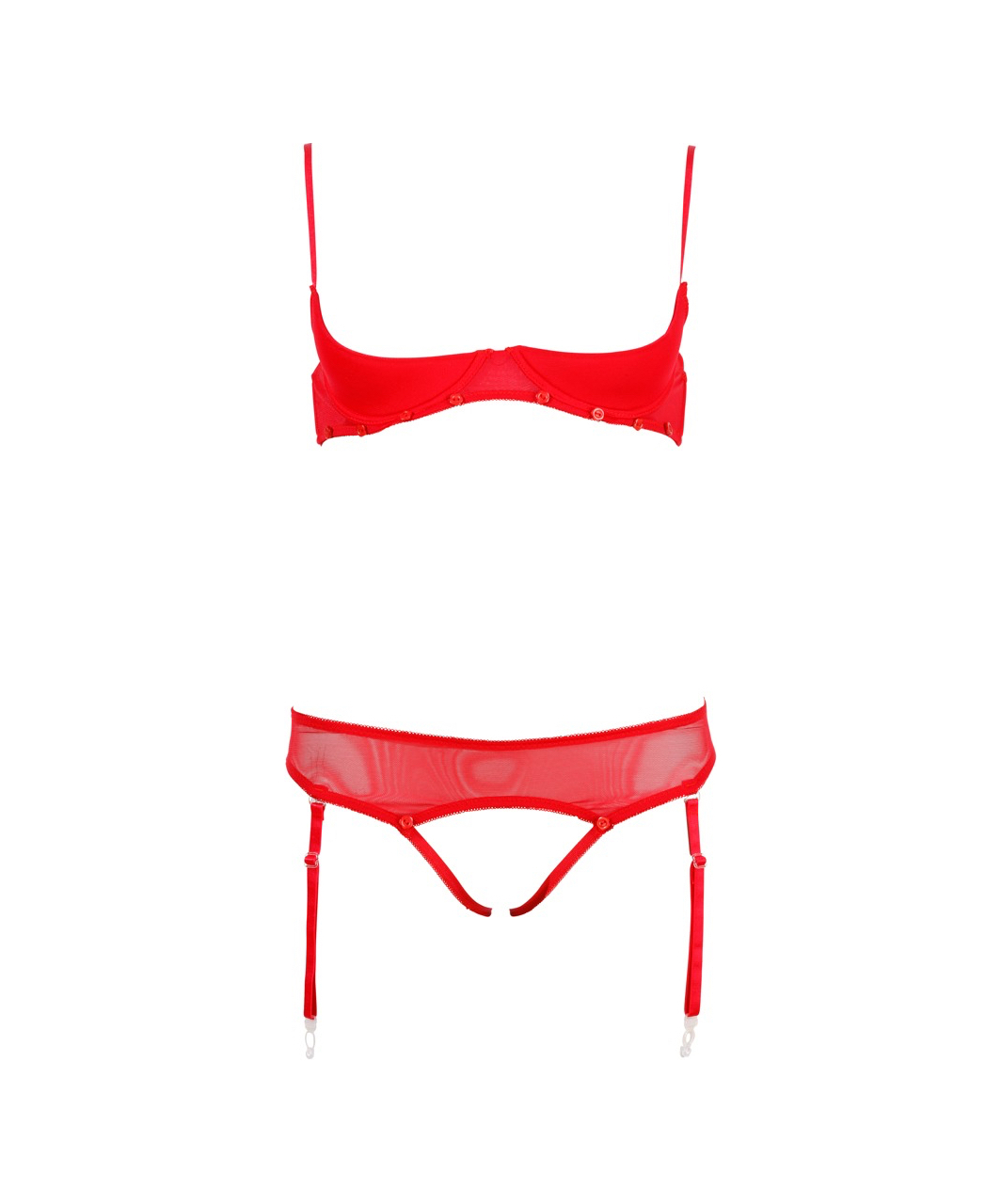 Cottelli Lingerie punane pesukomplekt avatud rinnahoidjaga