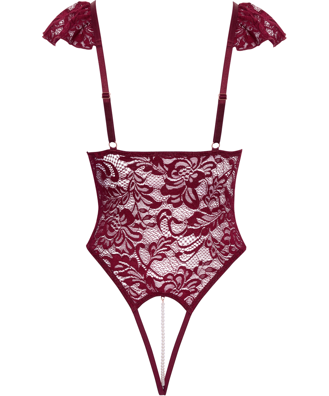 Cottelli Lingerie Rubelixa burgundiapunane pitsist avatud jalgevahega bodi