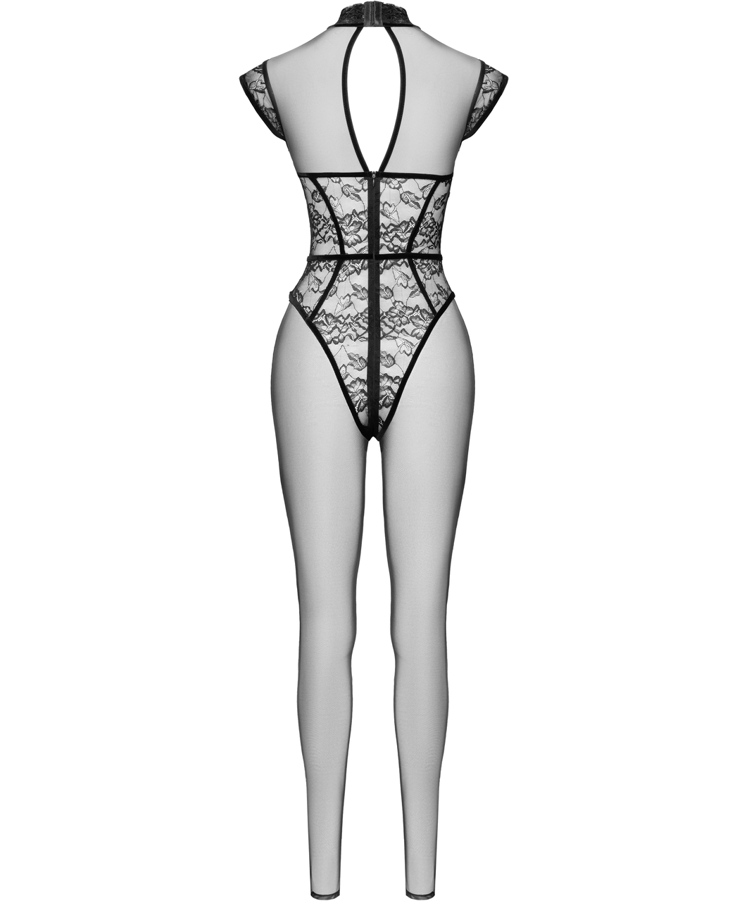 Cottelli Lingerie Terilyka czarny prześwitujący bodystocking