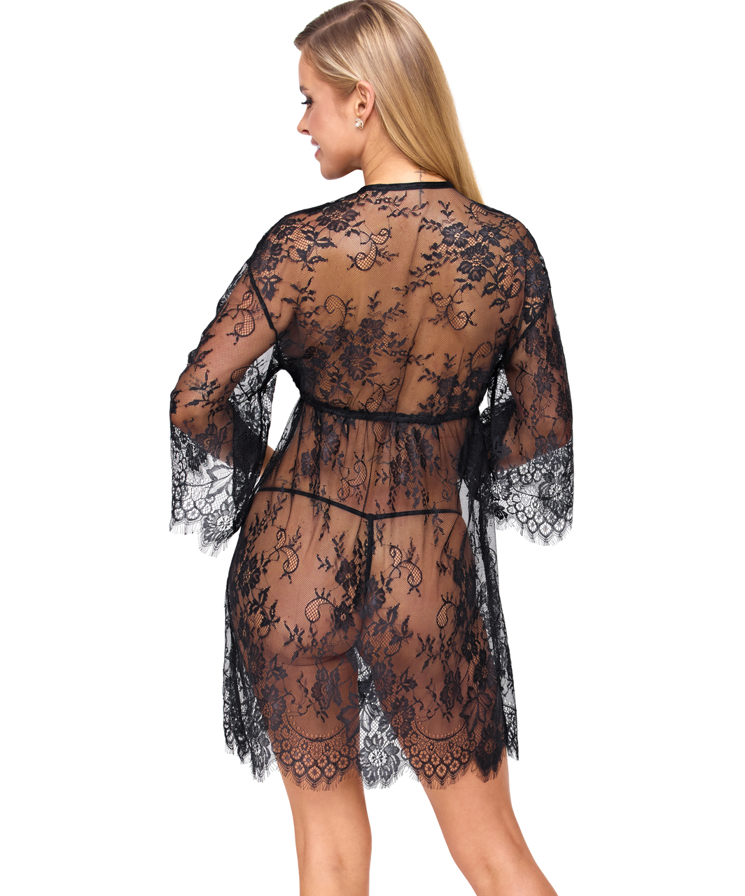 Cottelli Lingerie Vionna melns caurspīdīgs rītatērps