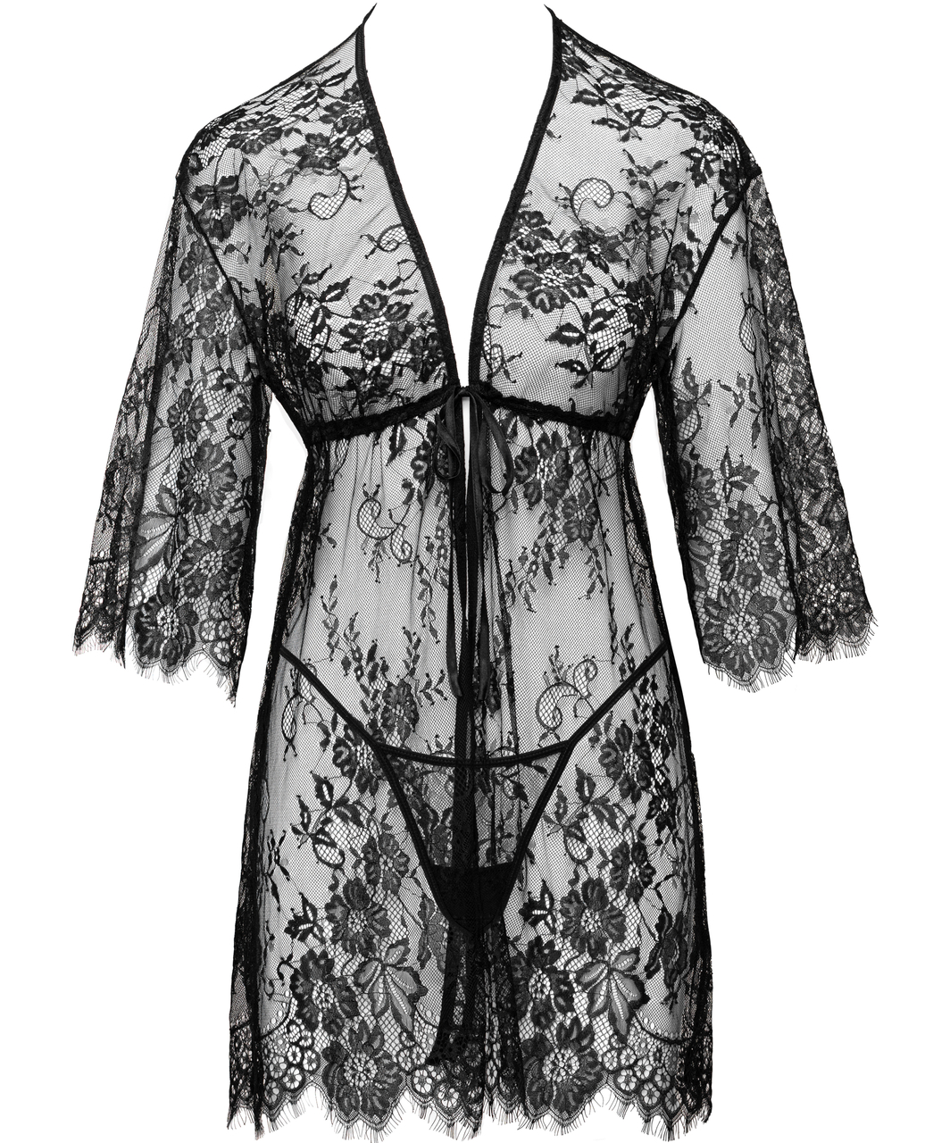 Cottelli Lingerie Vionna melns caurspīdīgs rītatērps