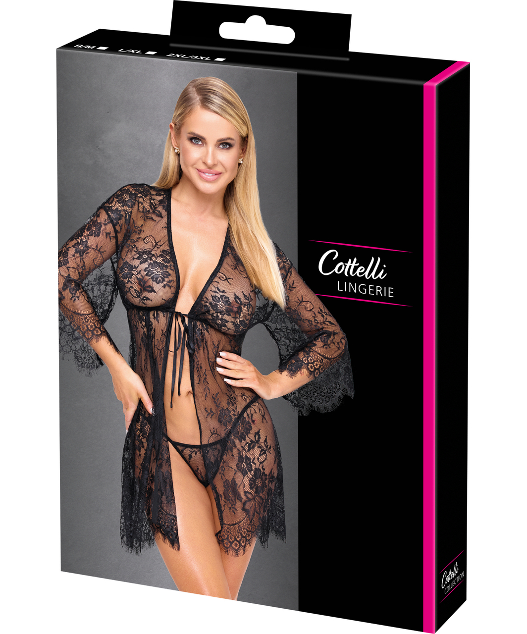Cottelli Lingerie Vionna melns caurspīdīgs rītatērps