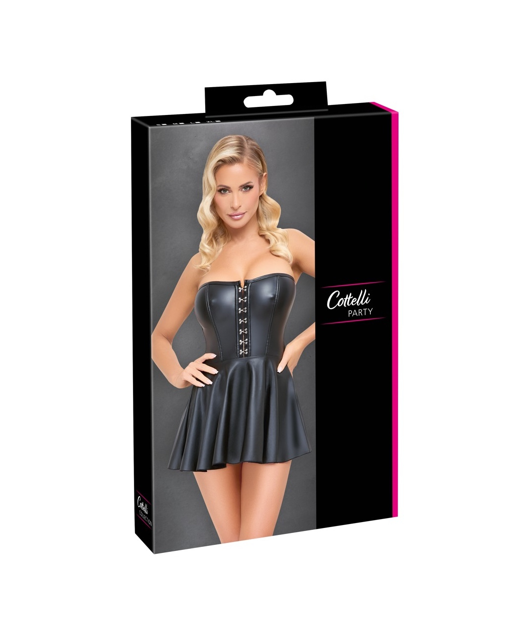 Cottelli Lingerie Must matt minikleit metallist sulgemisega