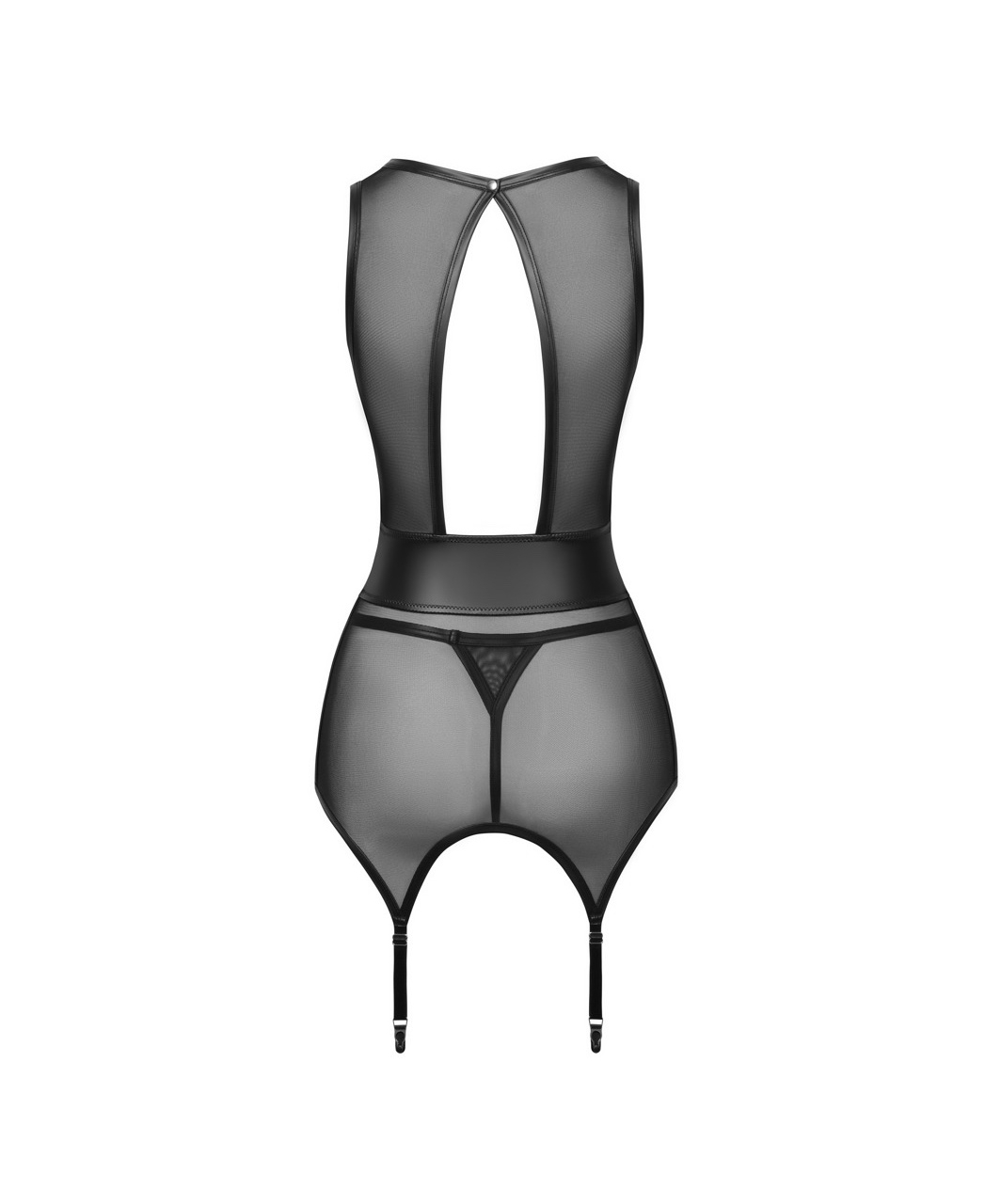 Cottelli Lingerie melns tīkliņauduma korsešu krekliņš ar stringiem