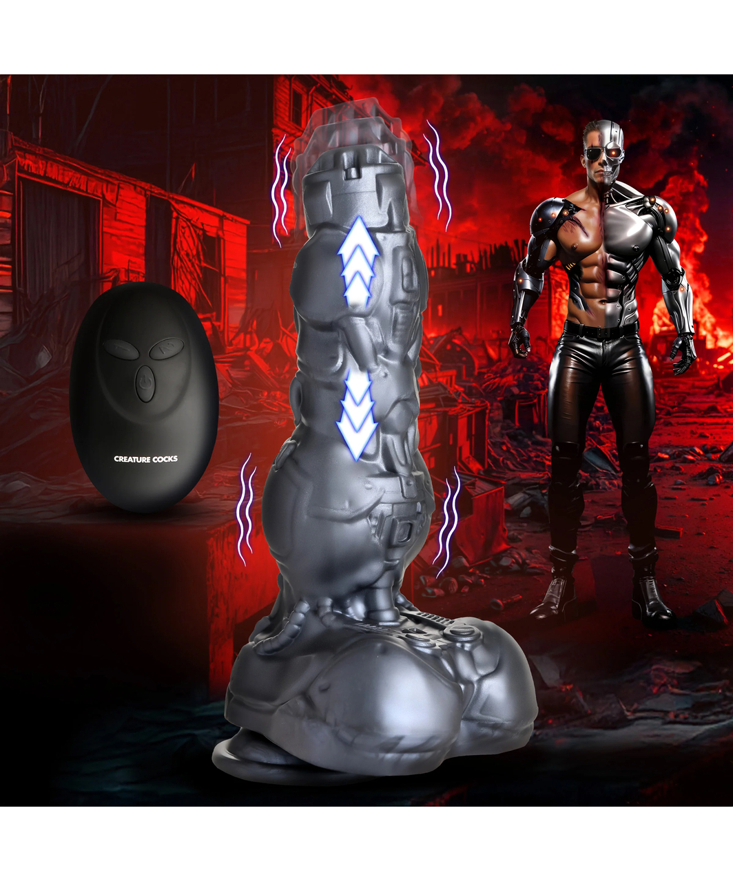 Creature Cocks Cyborg posuwisty wibrator silikonowy z pilotem