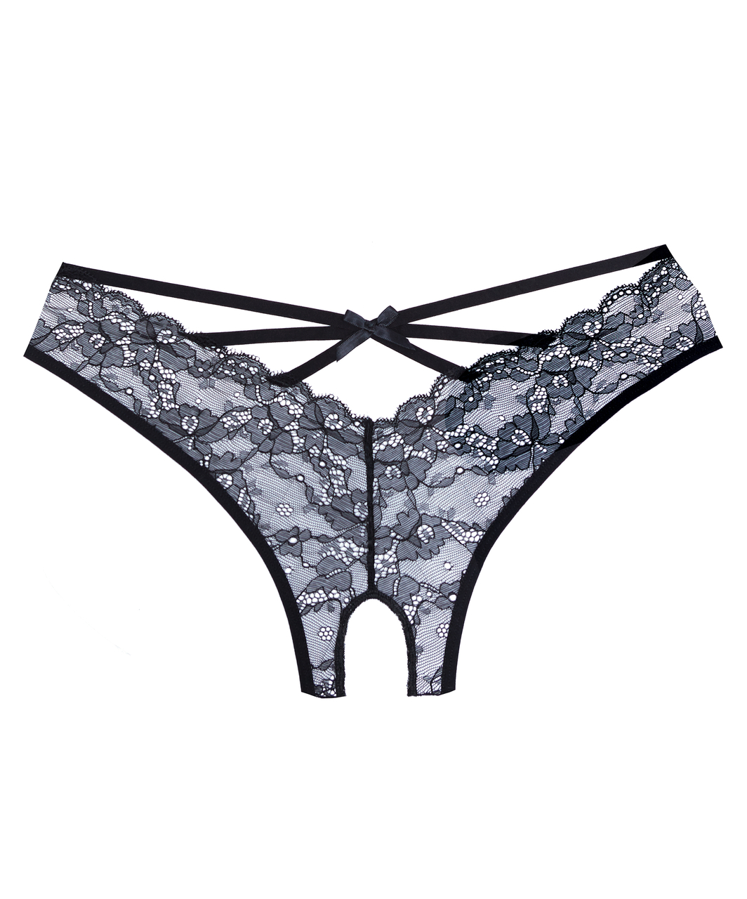 Allure Lingerie Crush melnas mežģīņu biksītes ar šķēlumu