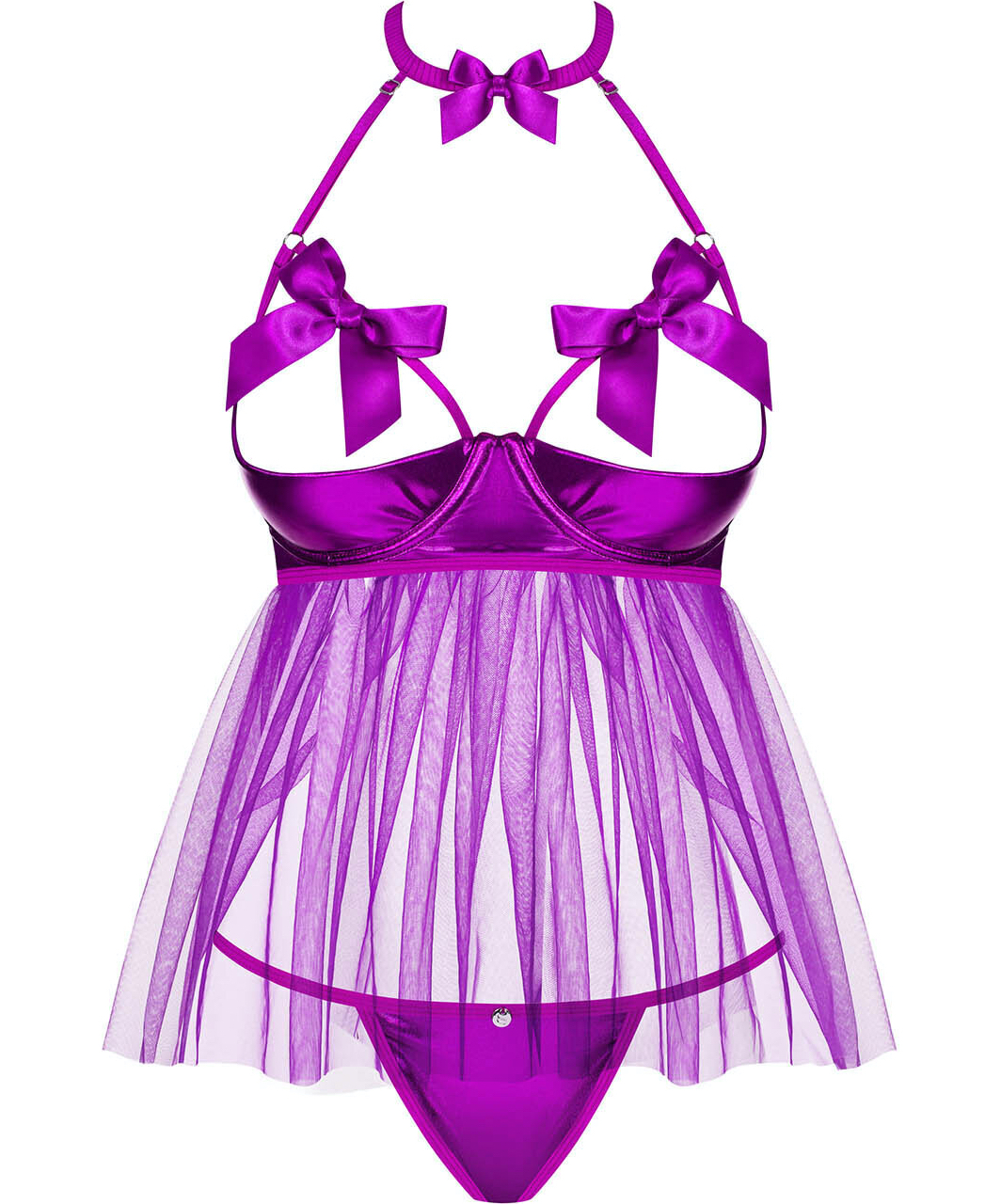 Obsessive purple sheer mesh babydoll