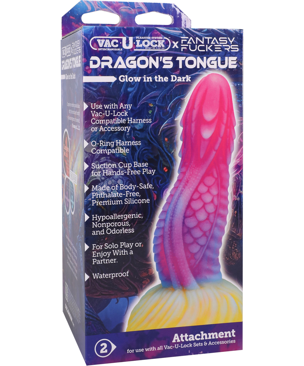 Doc Johnson Fantasy Fuckers Dragon's Tongue Vac-U-Lock silikoninis dildo