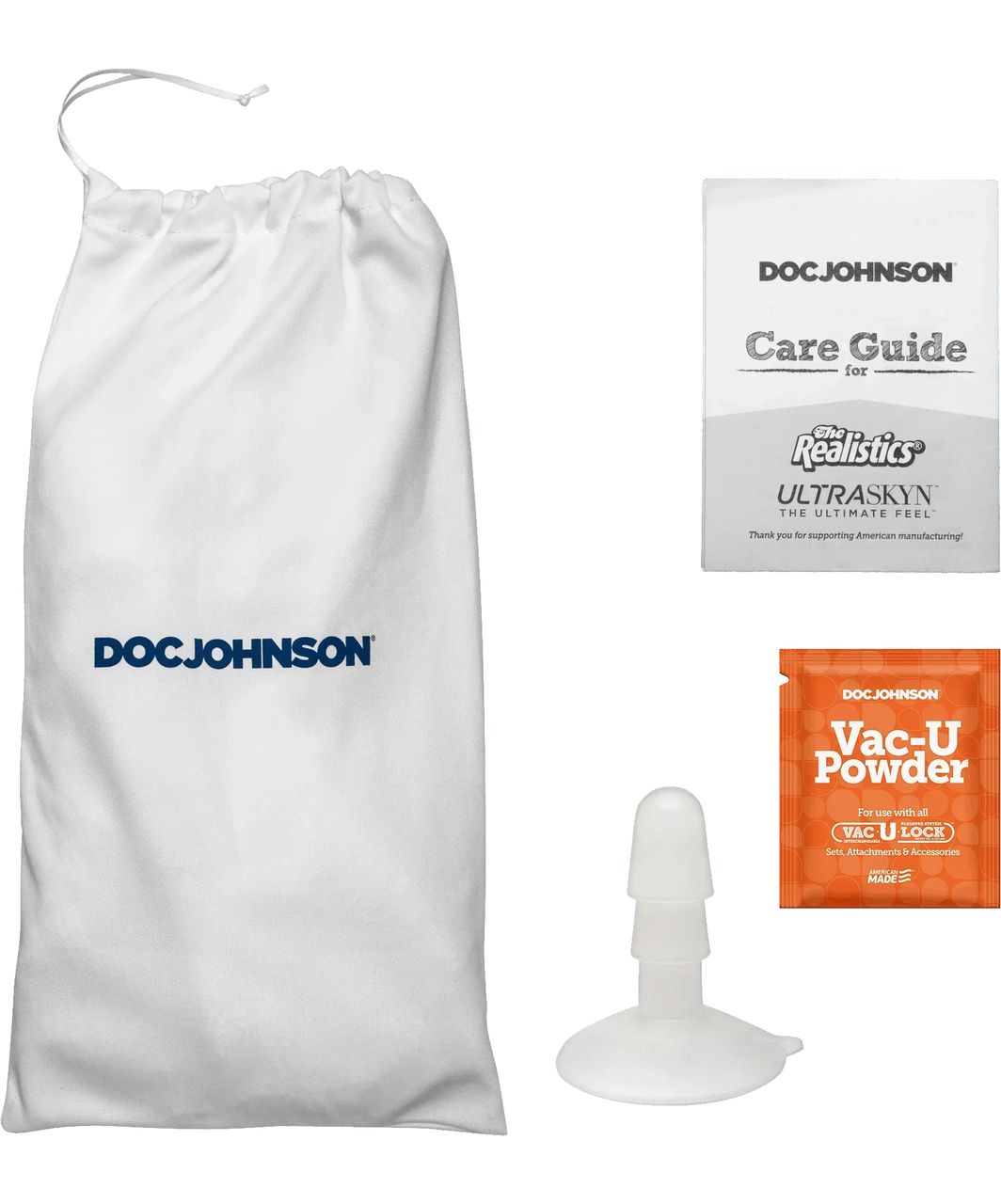 Doc Johnson Chad White Vac-U-Lock minkštas TPE dildo