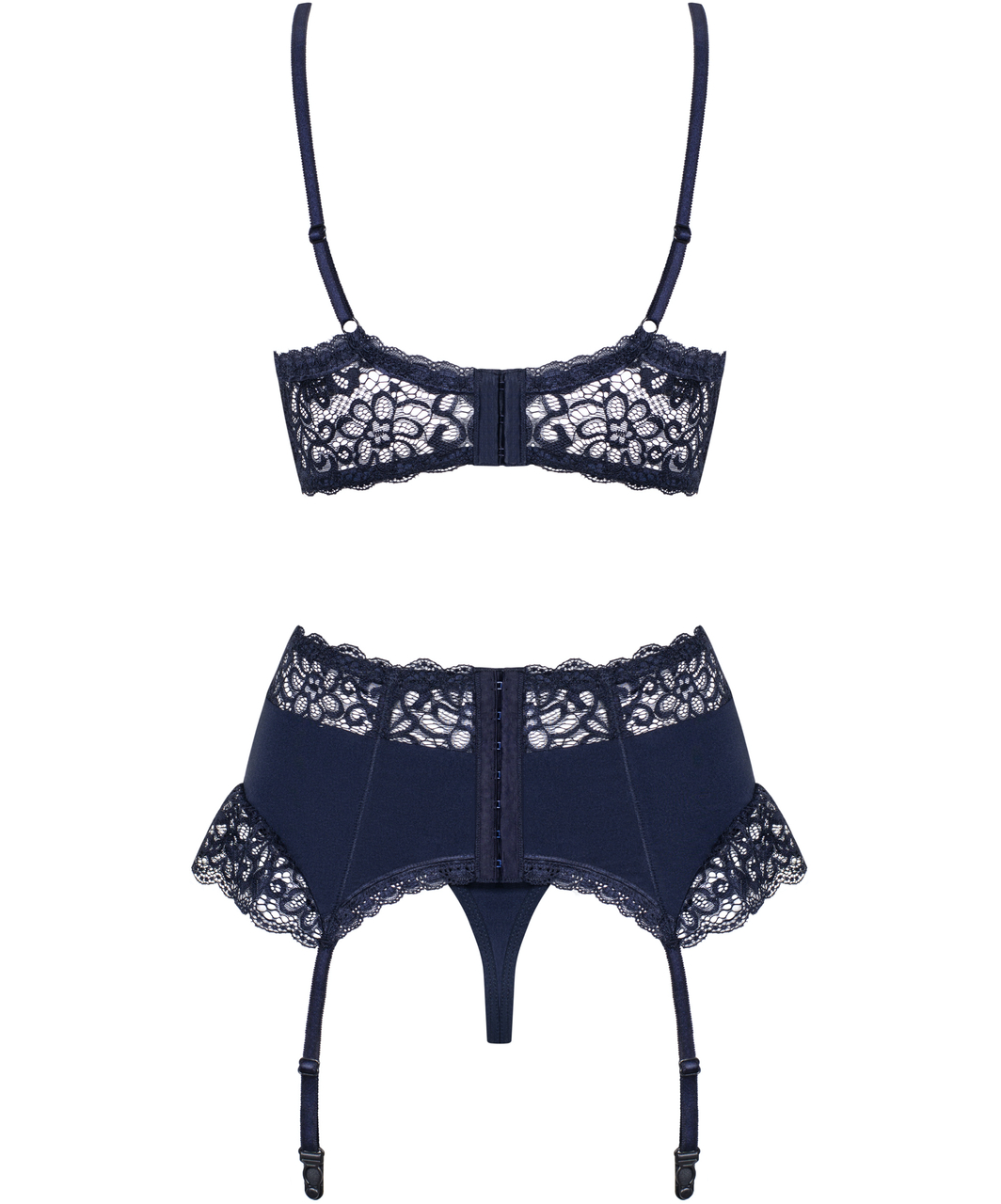 Obsessive dark blue lace lingerie set