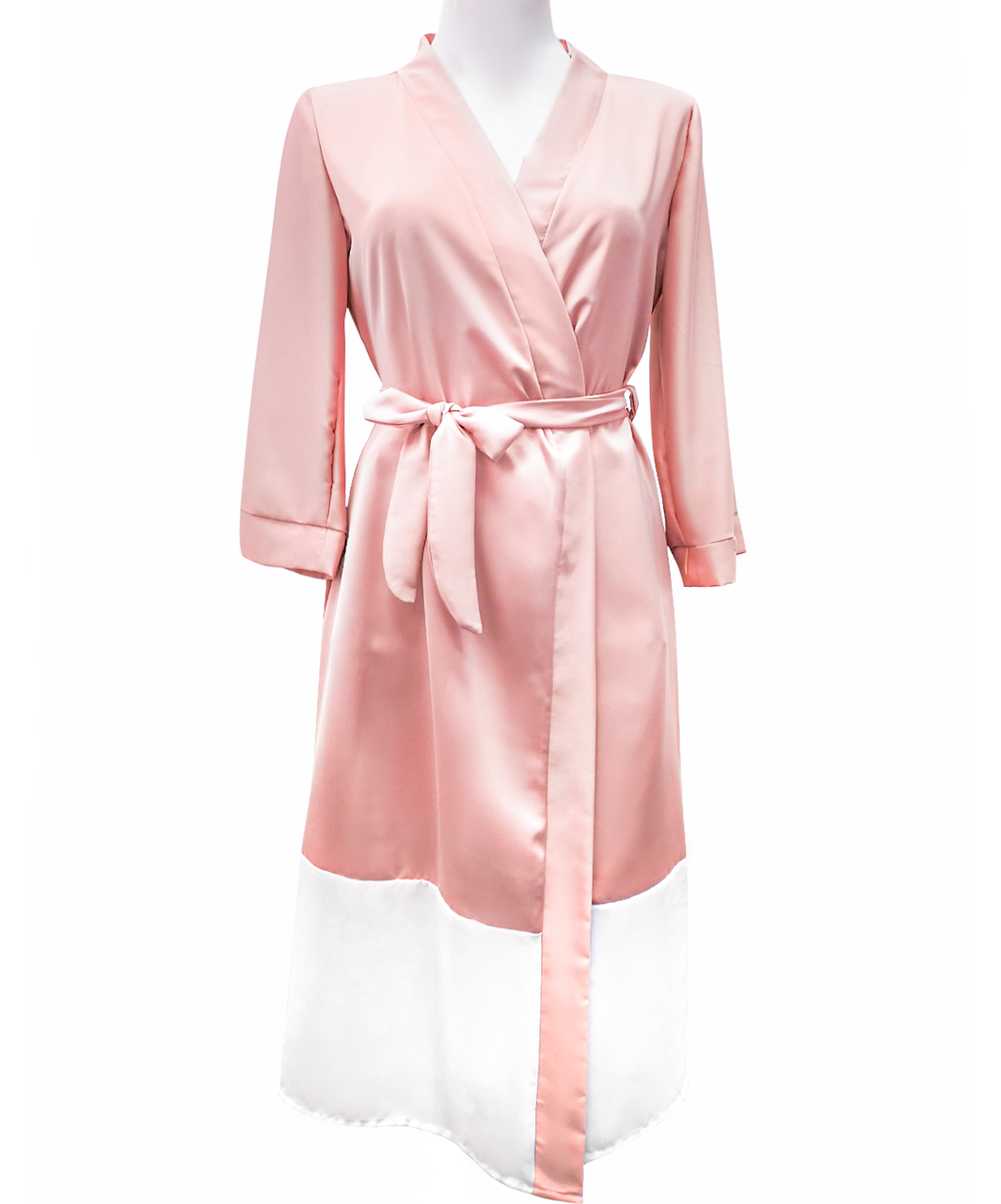 SexyStyle roosakaskuldne hommikumantel valge alläärega