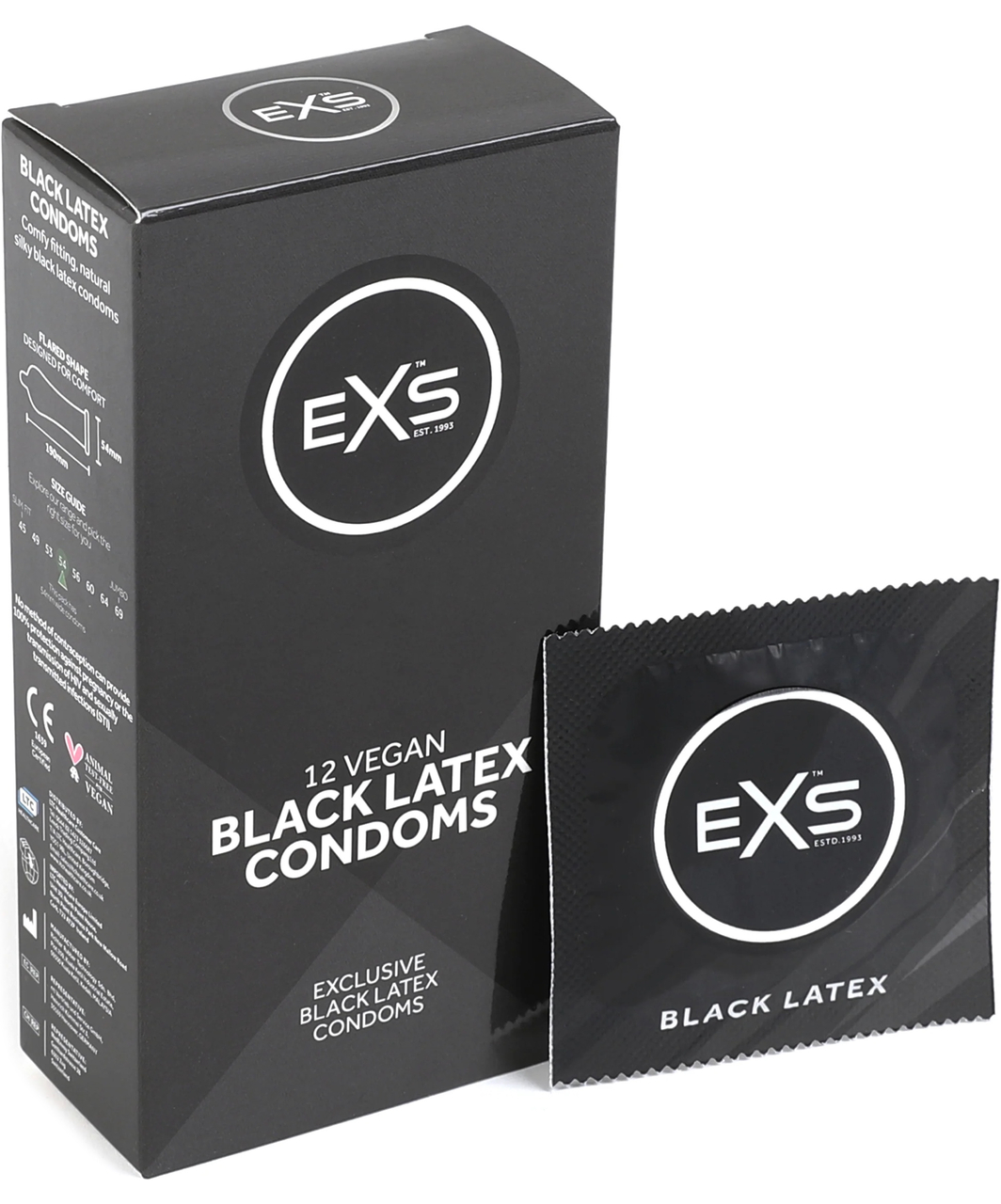 EXS Black Latex prezervatyvai (12 vnt.)