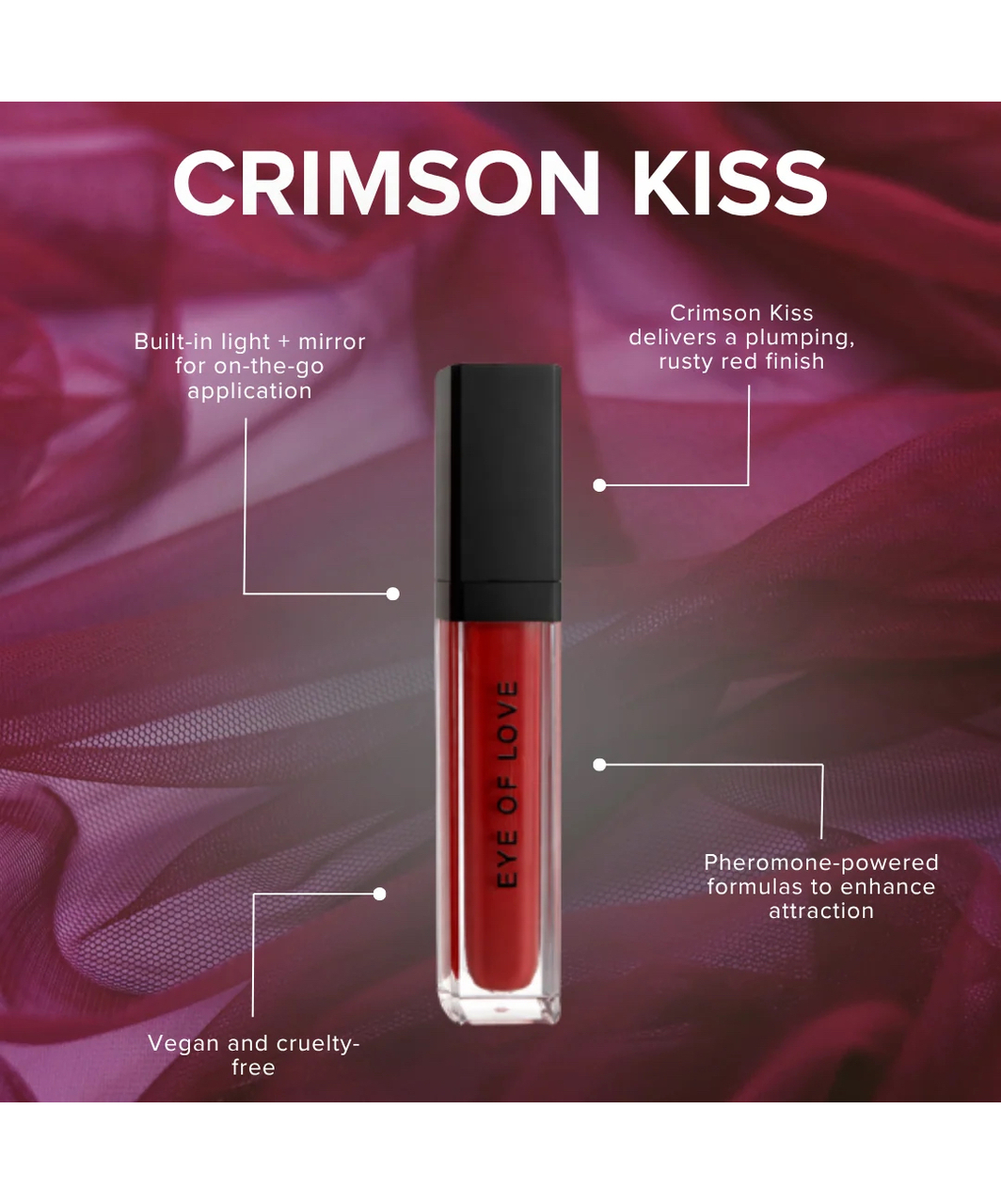 Eye Of Love Matchmaker Crimson Kiss lūpu spīdums ar feromoniem