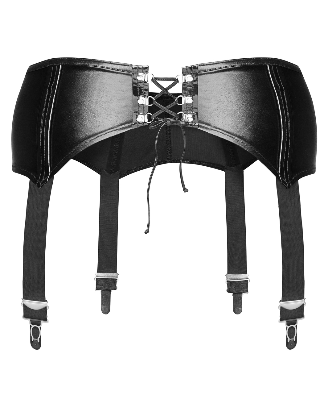 Noir Handmade black wet look garter belt