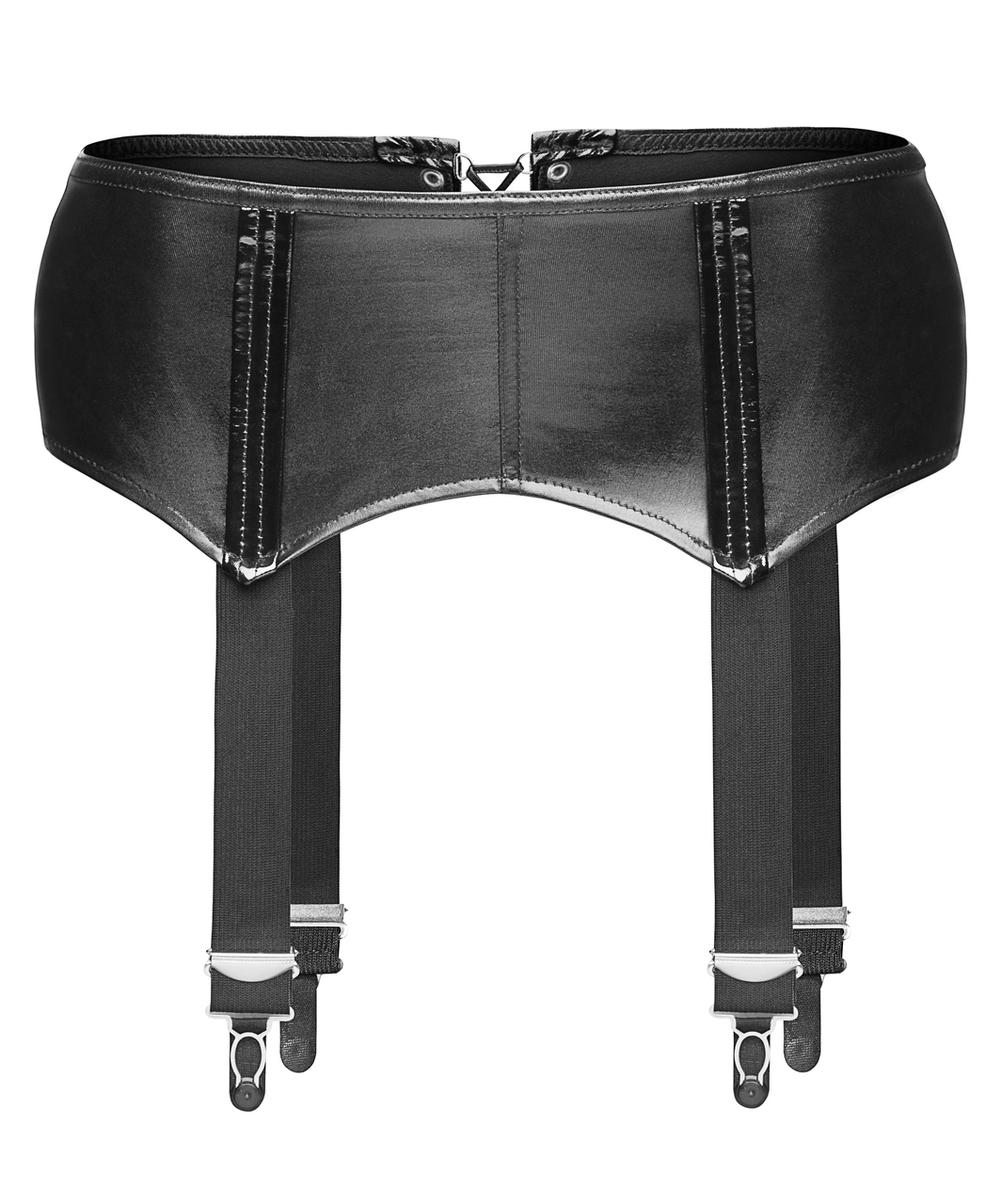 Noir Handmade black wet look garter belt
