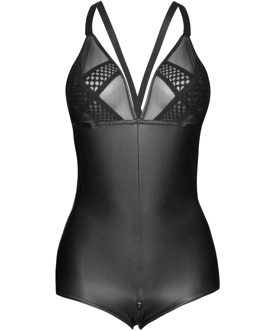 Noir Handmade must mati välimusega bodysuit läbipaistvate sisestustega