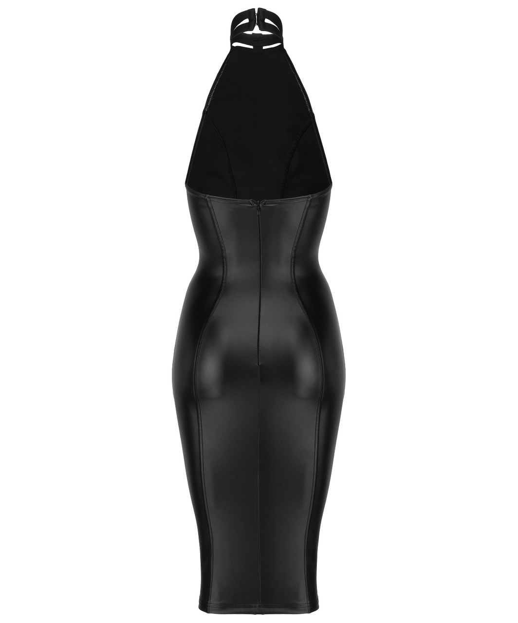 Noir Handmade black matte look halterneck tube dress