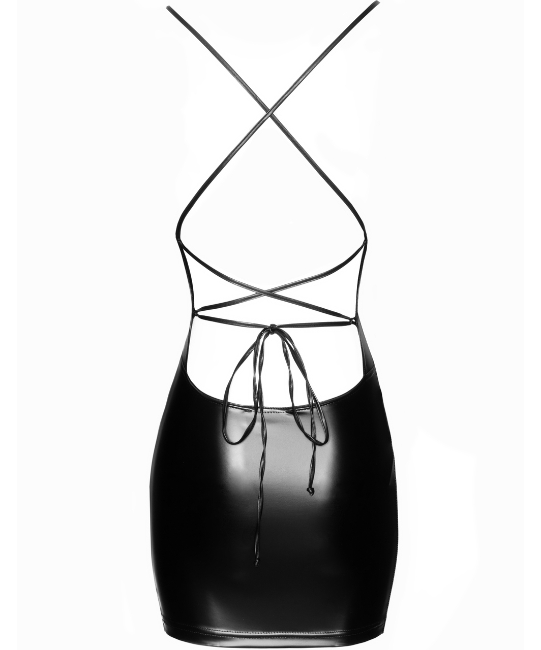 Noir Handmade juoda matinė kokteilinė mini suknelė atvira nugara