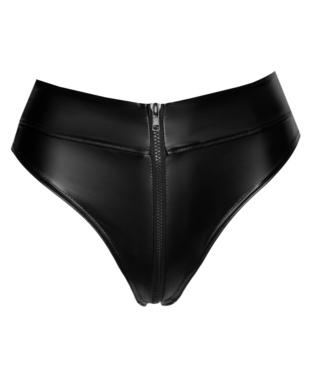 Noir Handmade black matte look briefs with zipper