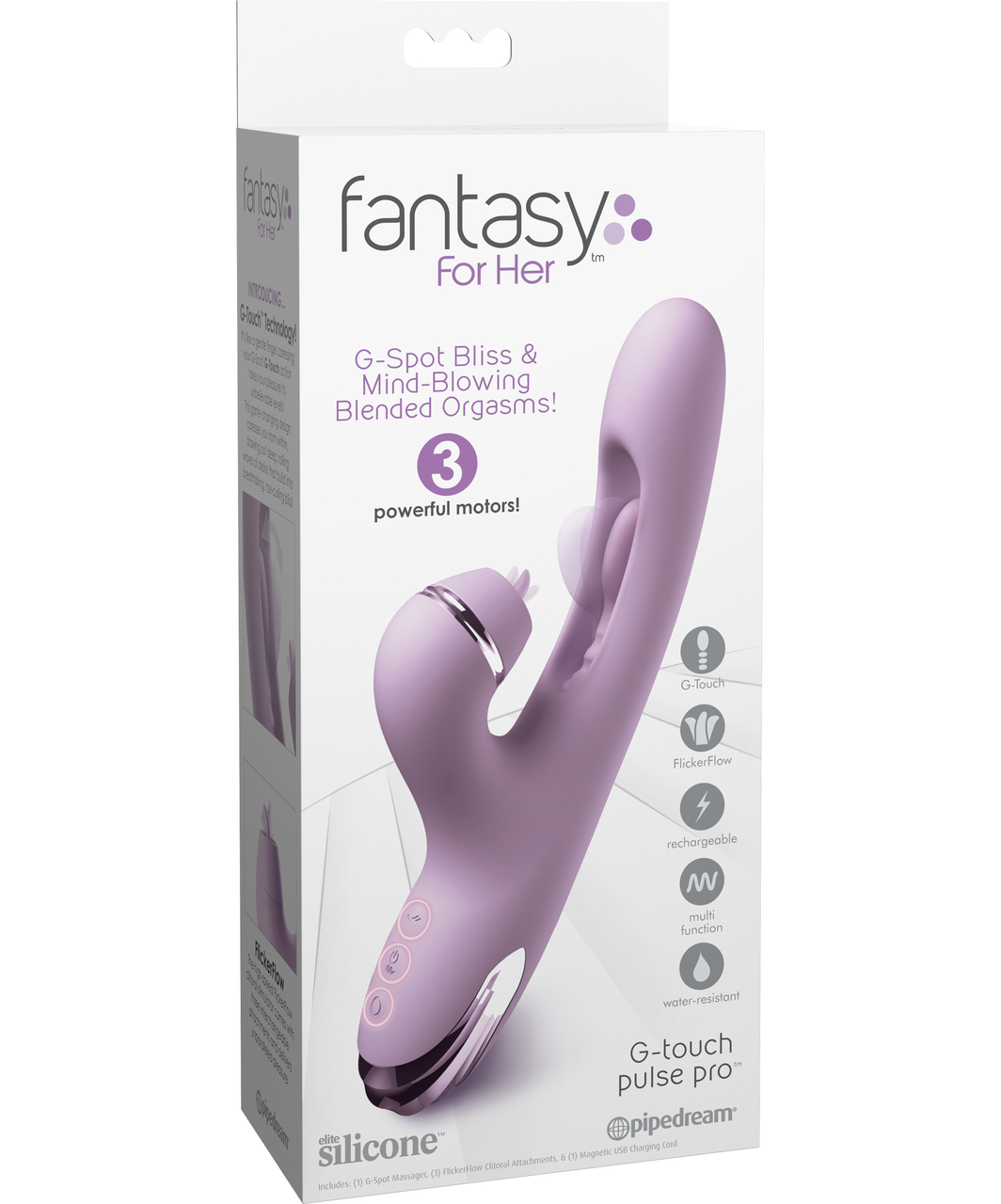 Fantasy For Her G-Touch Pulse Pro kustīgs vibrators ar klitora stimulatoru