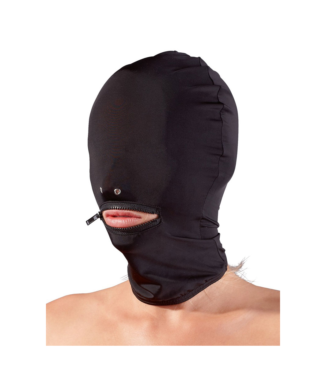 Fetish Collection melna auduma maska ar atvērumiem