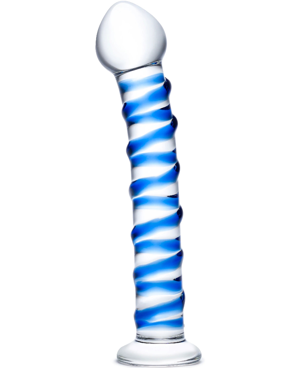 gläs Blue Spiral glass dildo