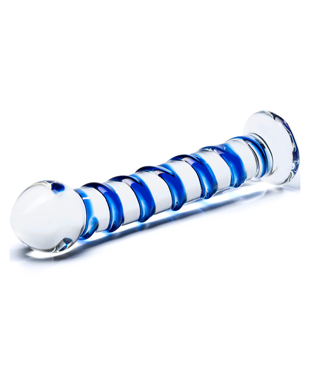 gläs Blue Spiral glass dildo