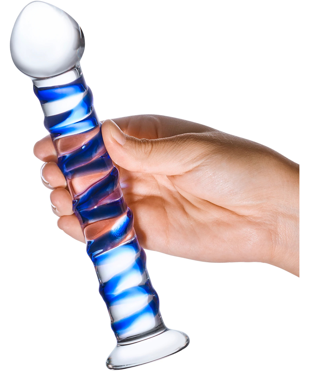 gläs Blue Spiral klaasist dildo