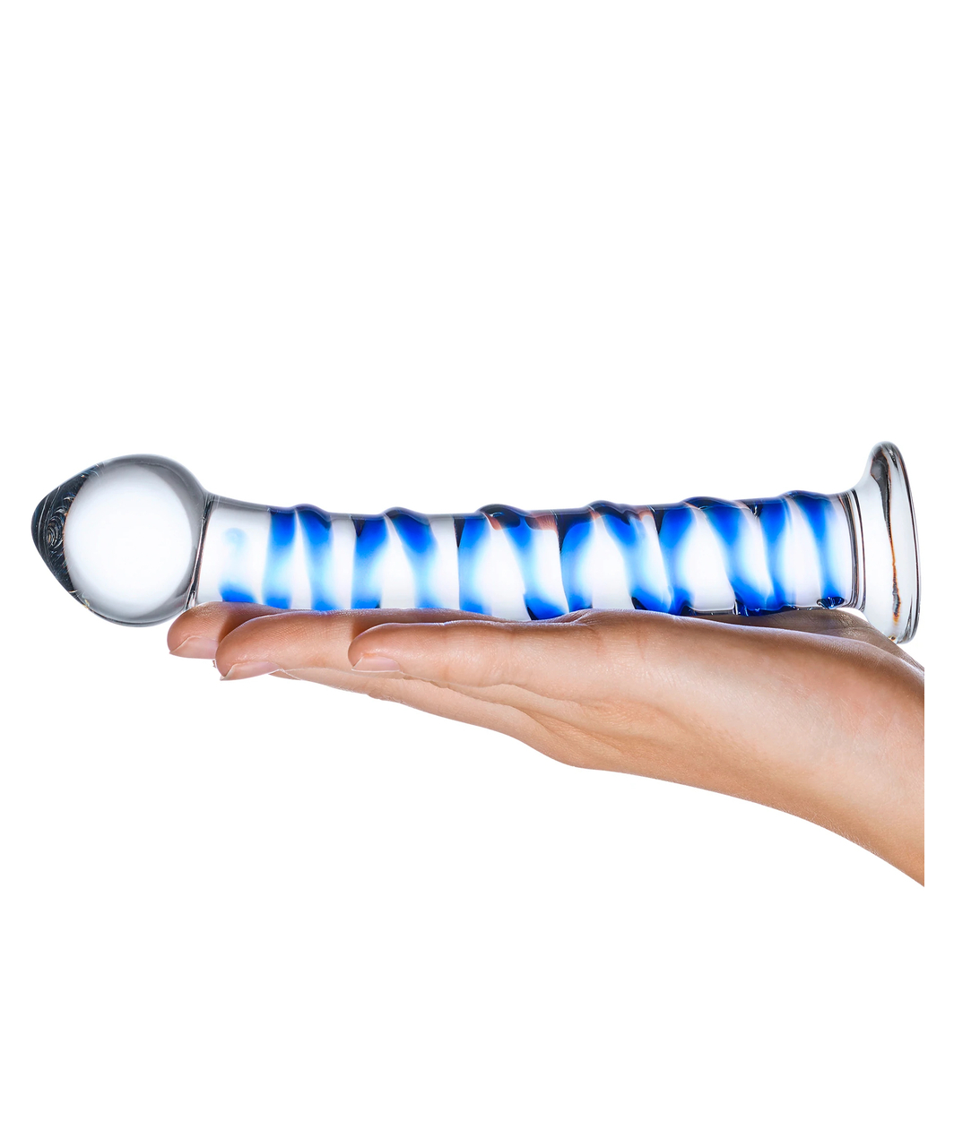 gläs Blue Spiral klaasist dildo