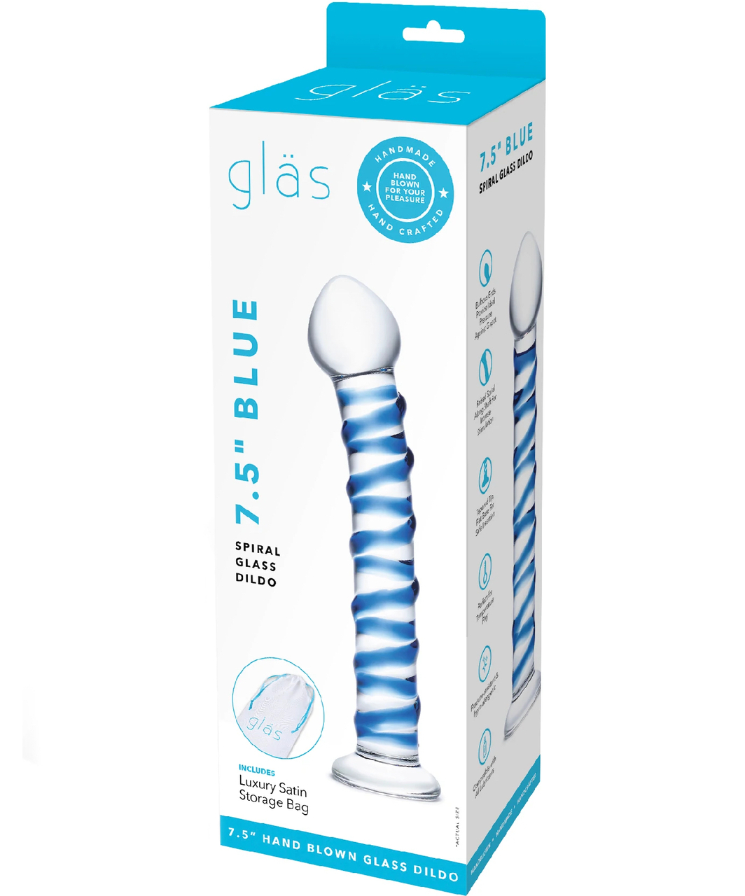 gläs Blue Spiral stikla dildo