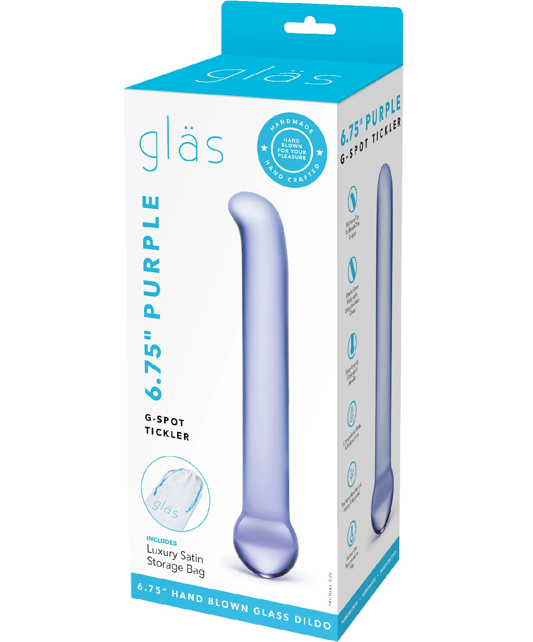 gläs Purple G-Spot Tickler stikla dildo