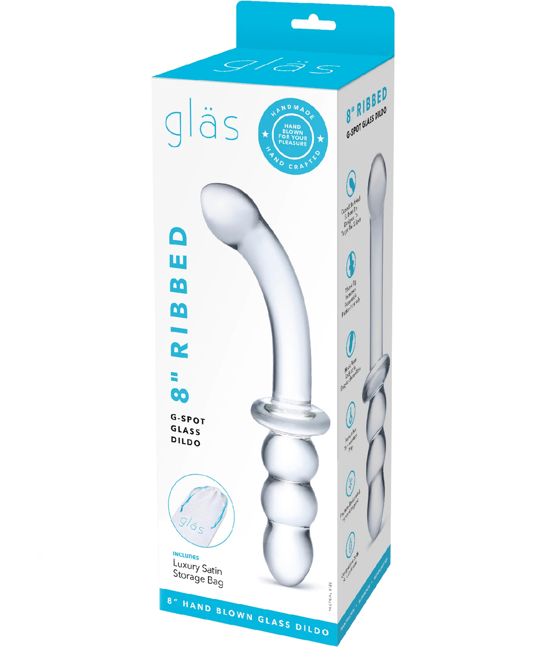 gläs Ribbed G-Spot стеклянный дилдо